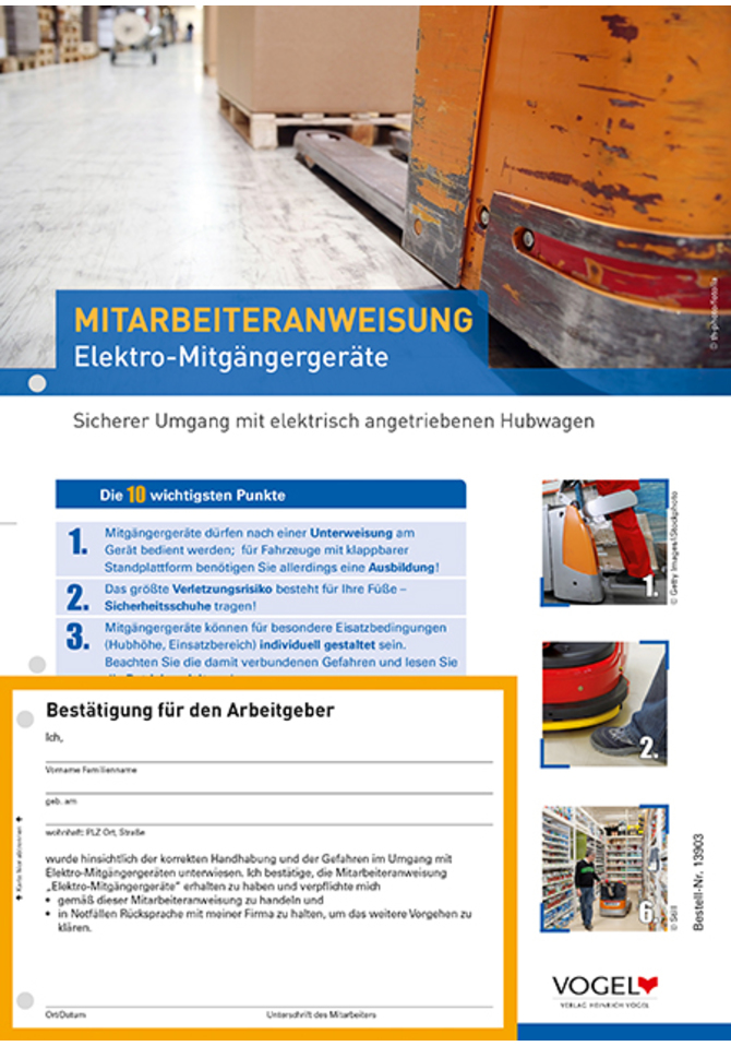 Mitarbeiteranweisung Elektro-Mitgängergeräte